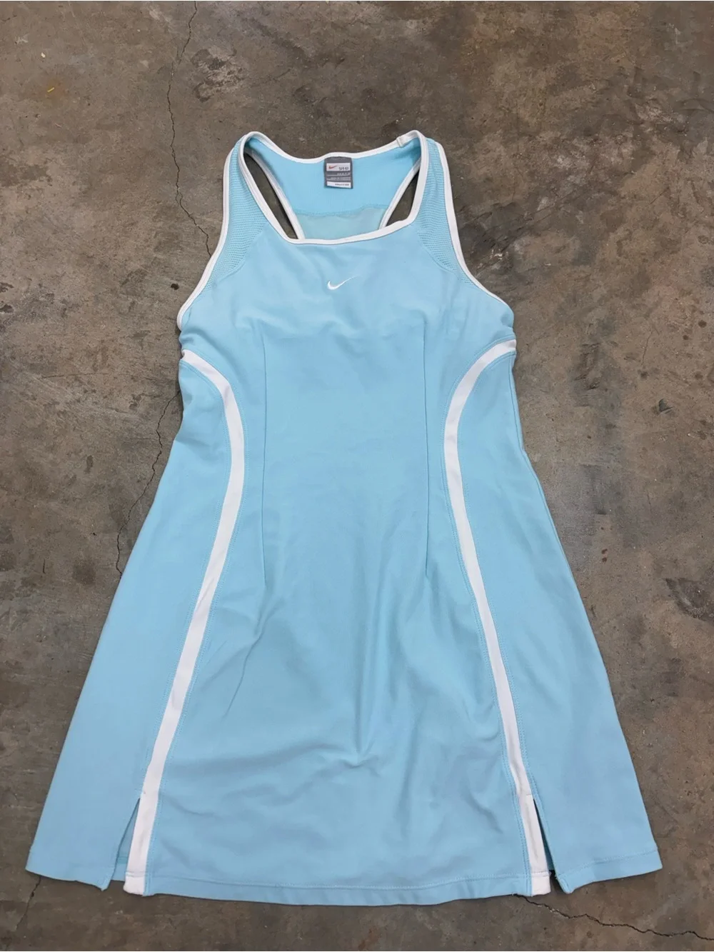 Vintage Nike Fit Dry Middle Swoosh Sky Blue Tennis Golf Dress Womens Small - Picture 1 of 8